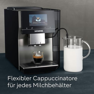 Siemens Kaffeevollautomat EQ700 classic TP715D01, App-Steuerung, Cold Brew, intuitives Full-Touch-Display, bis zu 10 individ. Kaffeekreationen als Favoriten, autom. Dampfreinigung, 1500 W, grau-silber