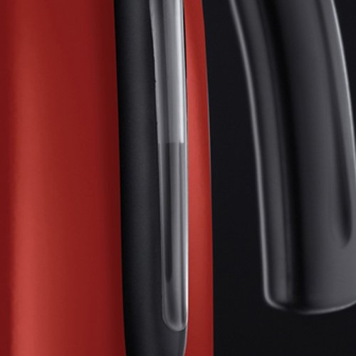 Russell Hobbs Wasserkocher [1,7l, 2400W] Colours+ Edelstahl Rot (Schnellkochfunktion, herausnehmbarer Kalkfilter, optimierte Ausgusstülle, außenliegende Wasserstandsanzeige) Teekocher 20412-70