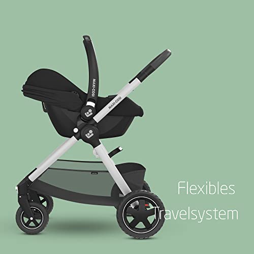 Maxi-Cosi CabrioFix i-Size, Siège Auto Bébé, 0 à 12 mois, 12 kg max., Siège Auto ISOFIX Léger (3,2 kg), Grand Canopy, Ultra-molletonné, Compatible avec les Poussettes Maxi-Cosi, Essential Black