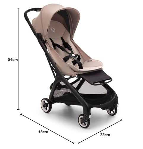 Bugaboo Butterfly ultrakompakter Reise-Kinderwagen, klein & leicht, einhändig faltbar und einfach zu lenken, ergonomischer City-Kinderwagen für Babys ab 6 Monaten, mit viel Stauraum, Desert Taupe