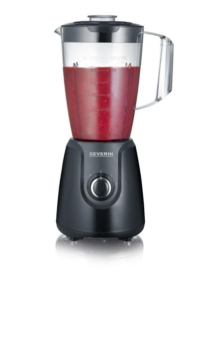 SEVERIN Standmixer mit 1,5 L Mixbehälter aus Tritan, Mixer mit 2 Stufen und Pulse-Funktion, leistungsstarker Küchenmixer mit Edelstahlmesser, 600 W, Schwarz, SM 3707