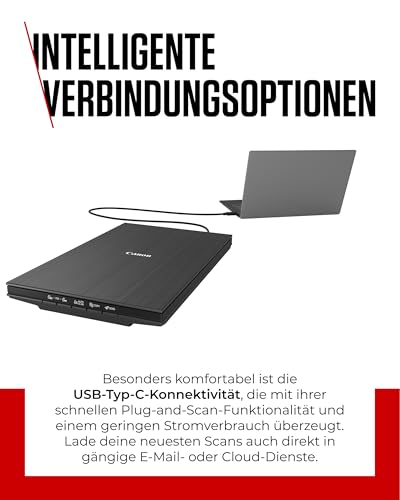 Canon Lide 400 Scanner (A4-Flachbett, CIS Sensor, 4,800 x 4,800 DPI, USB-Stromversorgung, 5 Scan-Buttons, Halter für senkrechte Aufstellung) schwarz