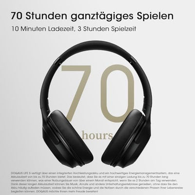 DOQAUS Kopfhörer Kabellos Bluetooth, 70Std Spielzeit Bluetooth Kopfhörer Over Ear, Bluetooth 5.3 Kpfhörer mit Kabel, 3 EQ-Modi, Kabellos Faltbare HiFi-Stereo Kopfhörer für Reisen/Telefon/PC(Schwarz)