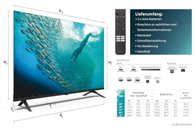 Philips 50PUS7009 4K LED Smart TV - 50-Zoll Display mit Pixel-präziser Ultra HD Titan OS Plattform und Dolby Atmos-Klang. Funktioniert mit Alexa und Google Sprachassistent – Schwarz