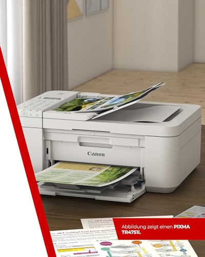 Canon PIXMA TR4751i 4-in-1 WLAN-Drucker fürs Homeoffice, Kopierer, Fax – Auto-Duplex, 20-Blatt-ADF, Fotodruck – Print Plan kompatibel – kabellos, Scannen via Cloud (Weiß)