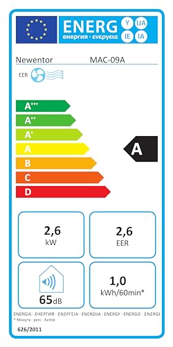 Newentor Klimaanlage Mobil 9000 BTU/2,6 kW, Mobile Klimaanlage mit Abluftschlauch, Mobiles Klimagerät für Räume bis 90m³/33㎡, Kühlen/Entfeuchten/Ventilieren mit Fernbedienung, 10 J. Gar.