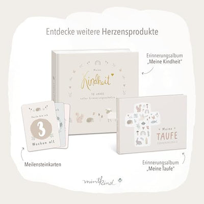 mintkind® Babyalbum "Mein erstes Lebensjahr" Wald + Sticker Set | Baby Fotoalbum zum Selbstgestalten | Baby Geschenk für Mädchen und Junge | Babybuch zum Eintragen | Baby-Tagebuch ab 0 Monate