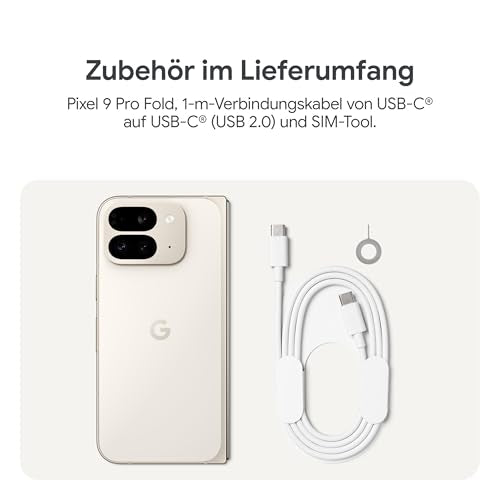 Google Pixel 9 Pro Fold – Android-Smartphone mit Gemini ohne SIM-Lock – fortschrittliches Dreifach-Rückkamerasystem – faltbares Display – Videos per Sprachbefehl steuern – Porcelain, 512GB