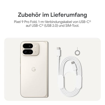 Google Pixel 9 Pro Fold – Android-Smartphone mit Gemini ohne SIM-Lock – fortschrittliches Dreifach-Rückkamerasystem – faltbares Display – Videos per Sprachbefehl steuern – Porcelain, 512GB