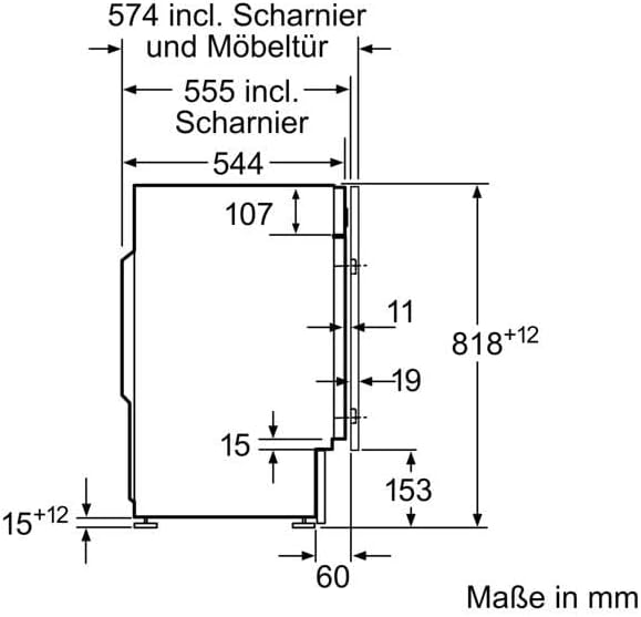 Bosch WIW28443 Serie 8 Einbauwaschmaschine Frontlader, 62 kWh pro 100 Waschzyklen, 1400 UpM, 8 kg, weiß, EcoSilence Drive, SpeedPerfect, VarioTrommel, ActiveWater Plus