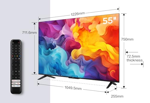 TCL 55V6B 55 Zoll, 4K Ultra HD, HDR TV, Smart TV unterstützt von Google TV (Dolby Audio, Motion Clarity, Sprachsteuerung, Kompatibel mit Google Assistant, Chromecast eingebaut