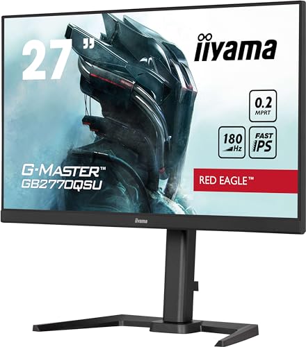 iiyama G-Master Red Eagle GB2770QSU-B6 68,6cm 27" Fast-IPS LED Gaming Monitor WQHD HDMI DP USB3.2 0,2ms 180Hz Adaptive Sync Höhenverstellung Pivot schwarz