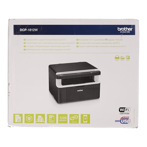 Brother DCP-1612W, Monochrom , Kompaktes 3-in-1 Multifunktionsgerät (Laserdrucker, digitaler Kopierer, Farbscanner, 2.400 x 600 dpi, USB 2.0, WLAN) dunkelgrau