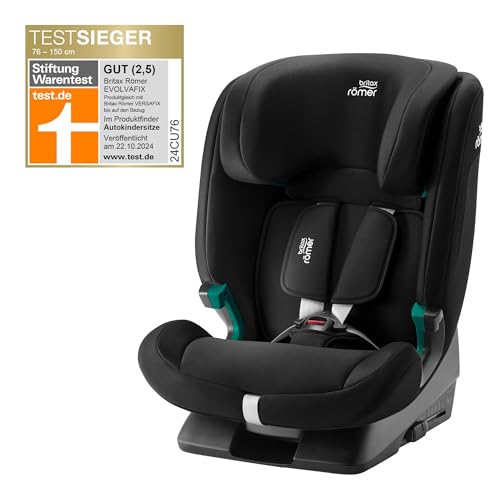 BRITAX RÖMER Kindersitz EVOLVAFIX, für Kinder von 76-150 cm (i-Size), 15 Monate - 12 Jahre, Space Black