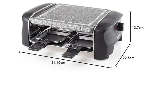 Princess Raclette Grill für bis zu 4 Personen - mit Steingrill und regelbarer Heizstufen, 600 Watt, Schwarz, 162810