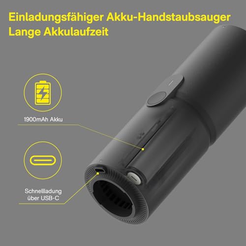 HOTO 15000PA Handstaubsauger Akku, 4 in 1 Autostaubsauger, USB-C Aufladbar, Mini Staubsauger Auto mit Waschbar HEPA-Filter, Reiniger Gerät für Auto/Haus/Büro/Tierhaare/Kajak Aufblasen