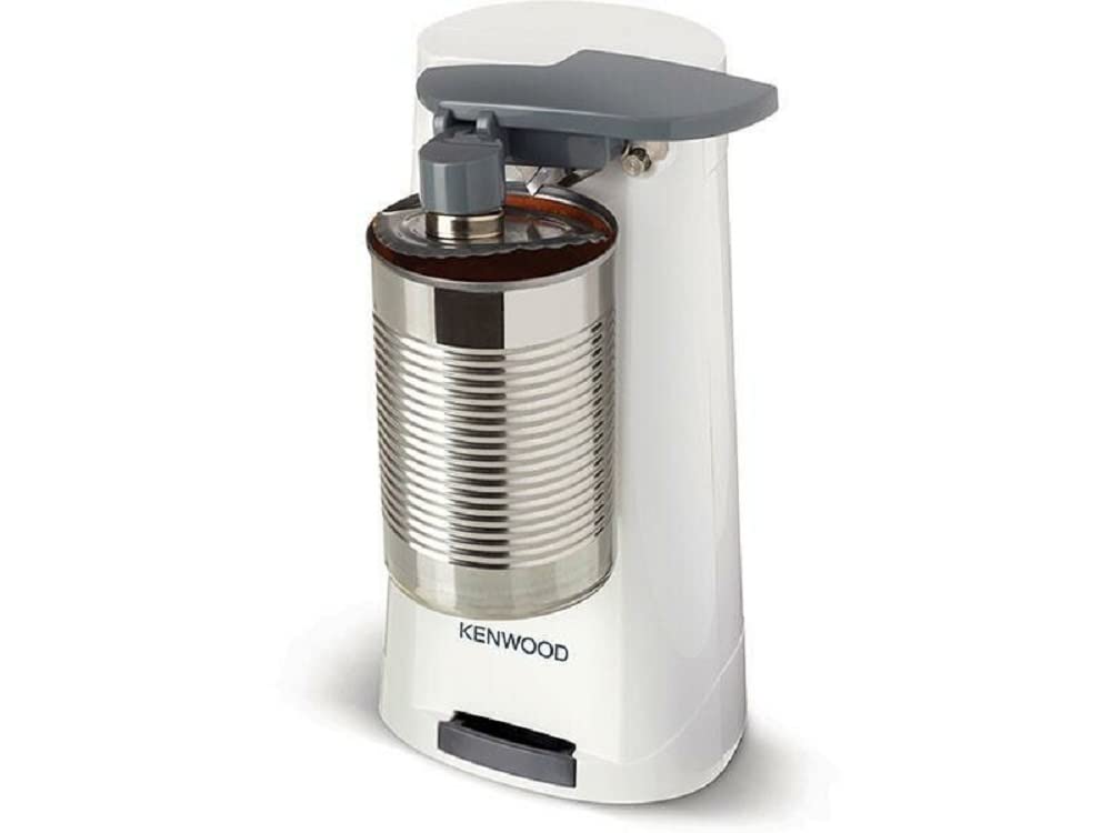 Kenwood Elektrischer Dosenöffner CAP070.A0WH, 3-in-1 multifunktionaler Küchenhelfer mit Integriertem Messerschärfer, Dosenöffner und Flaschenöffner, mit Kabelaufwicklung, 70W, Weiß