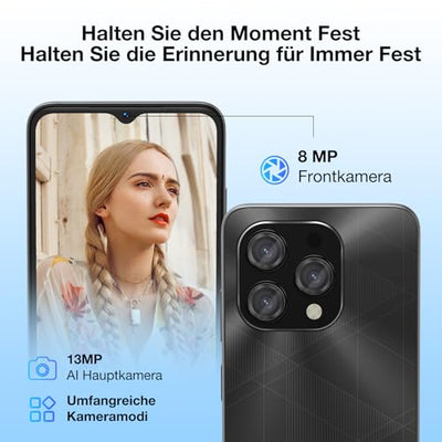 DOOGEE N55 Plus (20GB+128GB) Smartphone Ohne Vertrag Android 14 6.56" HD+ IPS Octa Core Hndy Ohne Vertrag, 5150mAh, 13MP+8MP, Dual SIM 4G Handy Günstig 5G WiFi Simlockfreie Handys, OTG, GPS, Face ID