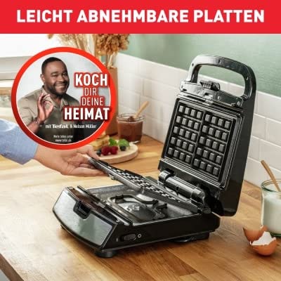 Tefal SW853D Snack Collection | Waffeleisen und Sandwiches | Erweiterbar | Platten Antihaftbeschichtet | Spülmaschinengeeignet | Praktische Aufbewahrungsboxen | schwarz/Edelstahl