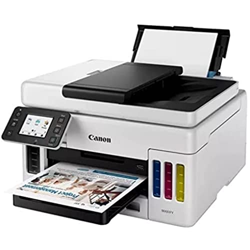 Canon MAXIFY GX6050 MegaTank Multifunktionsdrucker 3in1 (Tintenstrahl, Kopieren, Scannen, 50 Blatt ADF, A4, WLAN, LAN, 6,9 cm LCD Touch, Duplex-Druck, niedrige Druckkosten, 350 Blatt) weiß