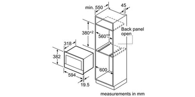 Bosch BFL634GB1 Serie 8 Einbau-Mikrowelle, 38 x 60 cm, 900 W, Türanschlag Links, AutoPilot 7 7 Automatikprogramme, Reinigungsunterstützung, TFT-Touchdisplay, LED-Beleuchtung gleichmäßige Ausleuchtung