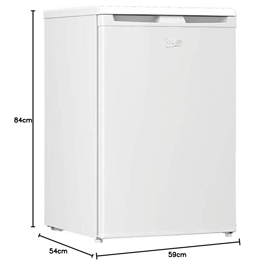 Beko TSE1424N b100 Tischkühlschrank, 128 l Gesamtrauminhalt, wechselbarer Türanschlag, gute Beleuchtung im Gerät, 37 dB, robuste Glasablagen, Weiß