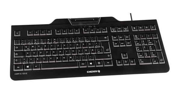 CHERRY KC 1000 SC, Belgisches Layout, AZERTY Tastatur, kabelgebundene Security-Tastatur mit integriertem Chipkarten-Terminal, Blauer Engel, Schwarz