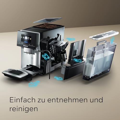 Siemens Kaffeevollautomat EQ700 classic TP715D01, App-Steuerung, Cold Brew, intuitives Full-Touch-Display, bis zu 10 individ. Kaffeekreationen als Favoriten, autom. Dampfreinigung, 1500 W, grau-silber