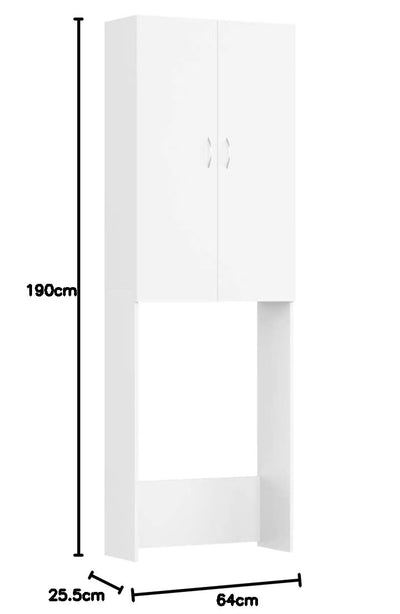 vidaXL Waschmaschinenschrank mit 2 Türen 3 Fächern Badmöbel Badschrank Badregal Badezimmerschrank Hochschrank Schrank Weiß 64x25,5x190cm