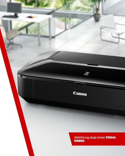 Canon PIXMA iX6850 Drucker Farbtintenstrahl Multifunktionsgerät DIN A3+ (Bürodrucker, Fotodruck, Textdruck, 9.600 x 2.400 DPI, WiFi, WLAN, USB, 5 Separate Tinten, Direktdruck, Print App) schwarz