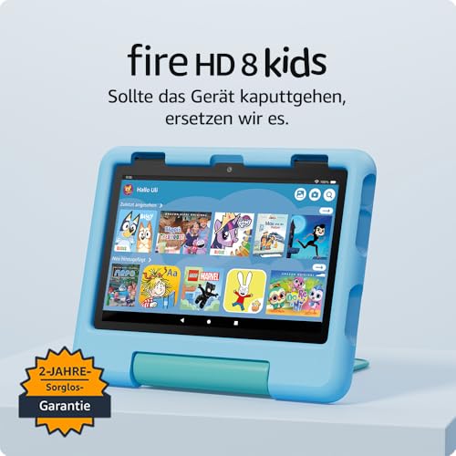 Das neue Amazon Fire HD 8 Kids-Tablet, für Kinder von 3 bis 7 Jahren | 3 GB RAM, werbefreie Inhalte, mit integrierter Kindersicherung, 13 Stunden Akkulaufzeit, 32 GB, blau (2024)