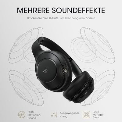 DOQAUS Kopfhörer Kabellos Bluetooth, 70Std Spielzeit Bluetooth Kopfhörer Over Ear, Bluetooth 5.3 Kpfhörer mit Kabel, 3 EQ-Modi, Kabellos Faltbare HiFi-Stereo Kopfhörer für Reisen/Telefon/PC(Schwarz)