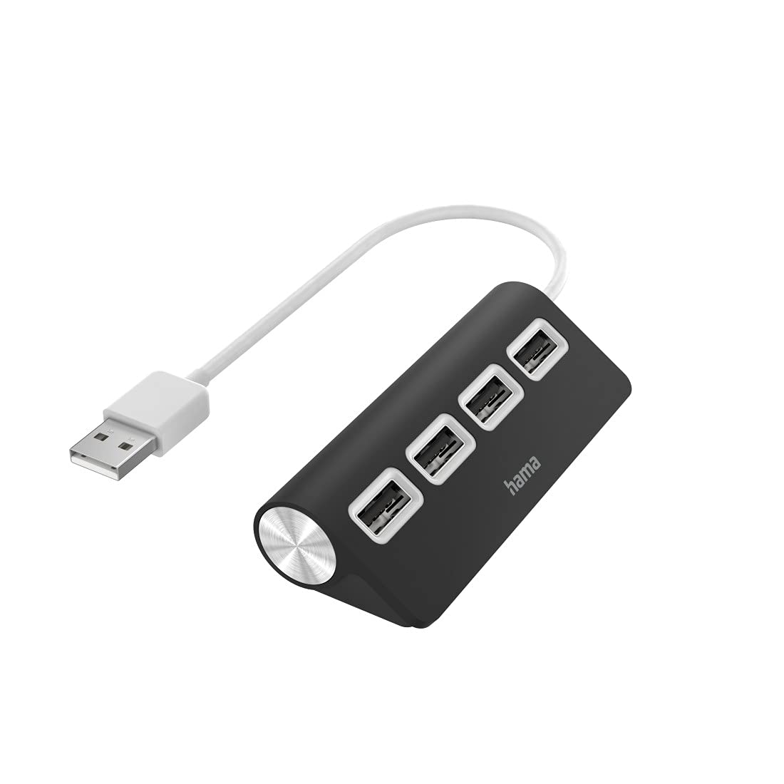 Hama USB Hub 4 Ports (High-Speed Datenübertragung, 4x USB-A für Maus, USB-Stick, USB-Dongle, externe HDD, SSD, usw. Multiport Adapter, USB Adapter 4in1 für Büro, Homeoffice und unterwegs) schwarz