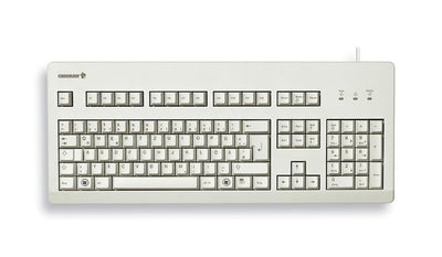 CHERRY G80-3000, Kabelgebundene Mechanische Tastatur, Deutsches Layout (QWERTZ), USB-Anschluss, Robust, Programmierbare Tasten, MX BLUE Switches, Hellgrau