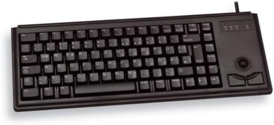 CHERRY G84-4400, Kompakte Tastatur mit Trackball, EU-Layout (QWERTY), Kabelgebunden (USB-Anschluss), 2 Maustasten, Mechanische CHERRY ML Switches, Schwarz