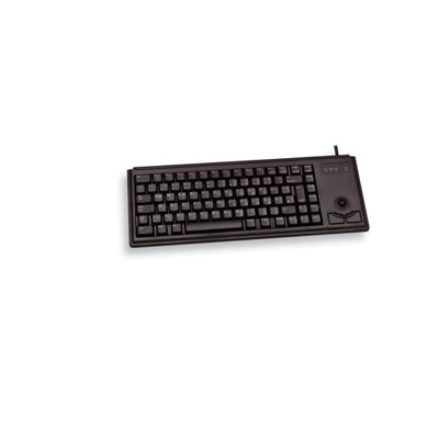 CHERRY G84-4400, Kompakte Tastatur mit Trackball, EU-Layout (QWERTY), Kabelgebunden (USB-Anschluss), 2 Maustasten, Mechanische CHERRY ML Switches, Schwarz