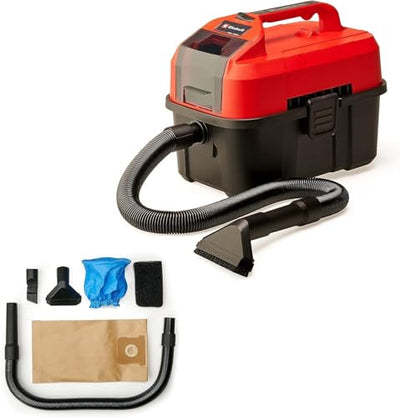 Einhell Akku-Nass-Trockensauger TE-VC 18/10 Li-Solo Power X-Change (10 Liter Tank, inkl. 2 m-Schlauch, Fugen-/Bürstendüse + Polster-/Universaldüse, ohne Akku und Ladegerät), Rot