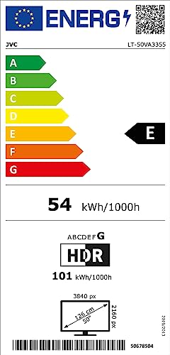 Téléviseur 50 pouces JVC LT-50VA3355/Smart TV Android (4K Ultra HD, HDR Dolby Vision, triple tuner, Bluetooth, Dolby Atmos) [2023], noir