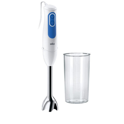 Braun Stabmixer MQ 3000 Smoothie+ – MultiQuick 3 Pürierstab mit Edelstahl Mixfuß, 700 Watt, inkl 600 ml Mixbecher, weiß/blau