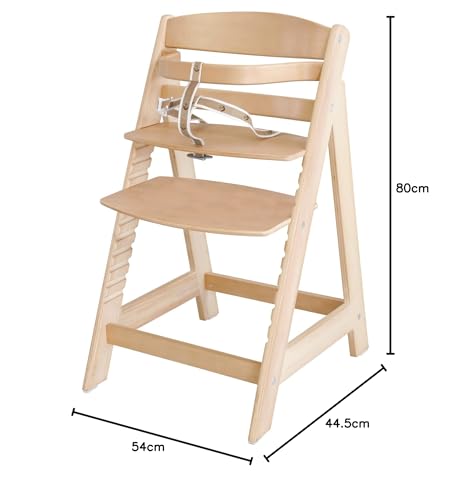 roba Treppenhochstuhl Sit Up III - Mitwachsender Baby Hochstuhl - ab 6 Monaten - Kinderhochstuhl aus Holz natur - Stuhl bis 50 kg belastbar, 1 Stück (1er Pack)