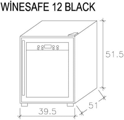 Caso Winesafe 12 Black - Design Weinkühlschrank für bis zu 12 Flaschen (bis zu 310 mm Höhe), eine Temperaturzone 5-20°C, Getränkekühlschrank, Energieklasse G