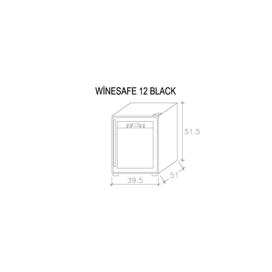 Caso Winesafe 12 Black - Design Weinkühlschrank für bis zu 12 Flaschen (bis zu 310 mm Höhe), eine Temperaturzone 5-20°C, Getränkekühlschrank, Energieklasse G