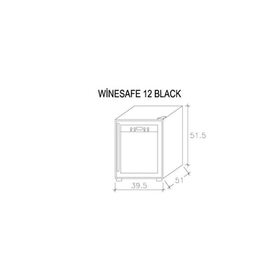 Caso Winesafe 12 Black - Design Weinkühlschrank für bis zu 12 Flaschen (bis zu 310 mm Höhe), eine Temperaturzone 5-20°C, Getränkekühlschrank, Energieklasse G