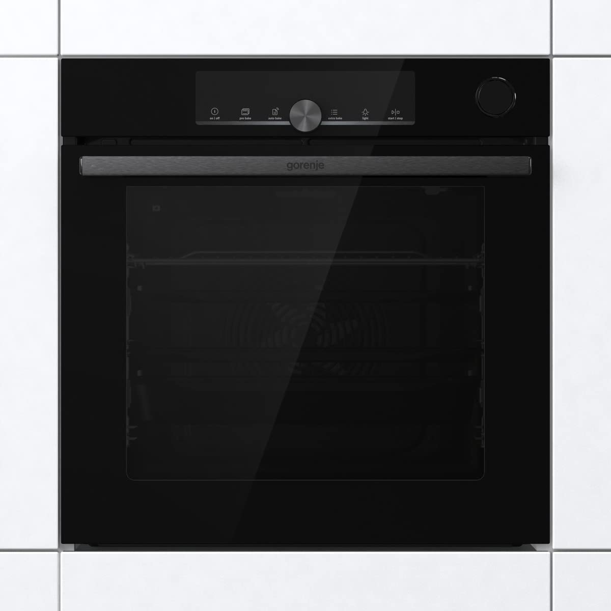 Gorenje 738009 OptiBake Advanced BSA 6747 A04BG Einbau-Backofen / 77L / Heißluft/AutoBake/Touch Bedienung/Bratenthermometer/GentleClose & Open/SteamAssist/StepBake/PizzaMode 300°C/schwarz