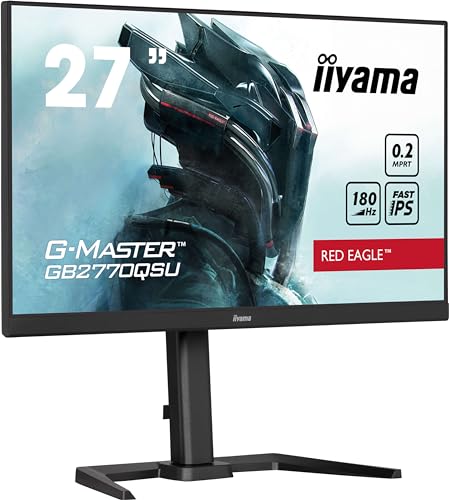 iiyama G-Master Red Eagle GB2770QSU-B6 68,6cm 27" Fast-IPS LED Gaming Monitor WQHD HDMI DP USB3.2 0,2ms 180Hz Adaptive Sync Höhenverstellung Pivot schwarz