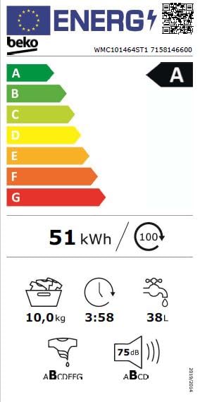 Beko WMC101464ST1 Waschvollautomat, Waschmaschine, 10kg, 1400 U/min, SteamCure Dampffunktion, allergikergeeignet, Express-Funktion, StainExpert, ProSmart Inverter Motor, Bluetooth, Weiß