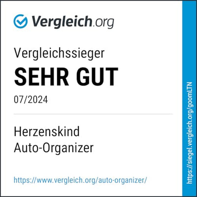 HerzensKind Auto Organizer - die praktische Faltbox für den Rücksitz oder Kofferraum. Aufbewahrungsbox zum Verstauen von Windeln Spielzeug etc. neben dem Kindersitz