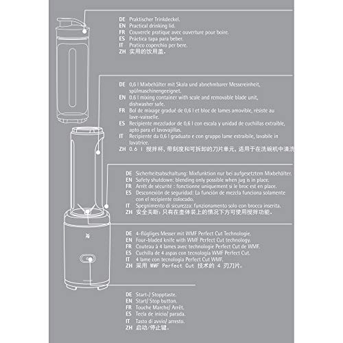 WMF Kult X Mix & Go Mini Smoothie Maker, Standmixer, Blender elektrisch, Shake Mixer 300 Watt, Tritan-Kunststoff Flasche