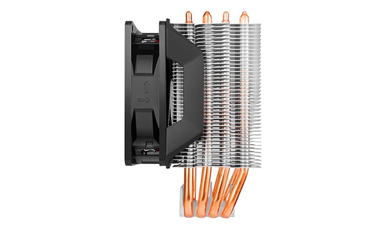 Cooler Master Hyper H412R CPU-Luftkühler - Low-Profile-Kühlsystem, Direktkontakt-Technologie, 4 Kupfer-Heatpipes, Kompakter Aluminium-Kühlkörper mit 92-mm-PWM-Lüfter - AMD und Intel kompatibel Desktop