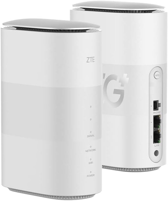 ZTE MC801A HyperBox 5G Wireless Router Unlocked - WWAN - 2-Port Switch - 802.11a/b/g/n/ac/AX - Dual Band White